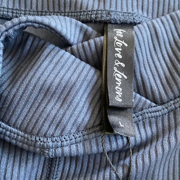 For Love And Lemons Chloe Blue Ribbed Biker Shorts Size L NWT - Picture 5 of 7